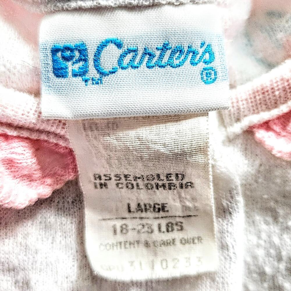 Vintage 1980s Carter’s Baby Girls One-Piece Floral Footed Romper – Size L 12 Mos - Picture 8 of 9